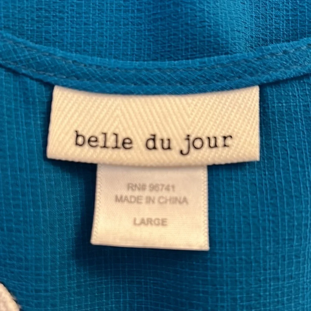Bella du Jour Turquoise Embroidered Sleeveless Top Size Large - Picture 5 of 6